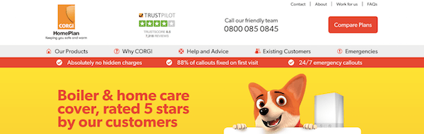 Otimização da taxa de conversão - página inicial CORGI atualizada