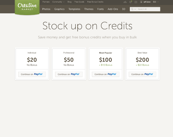 Otimização da taxa de conversão - Créditos do mercado criativo atualizados