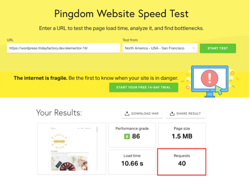 Solicitações HTTP - Fonte: Pingdom