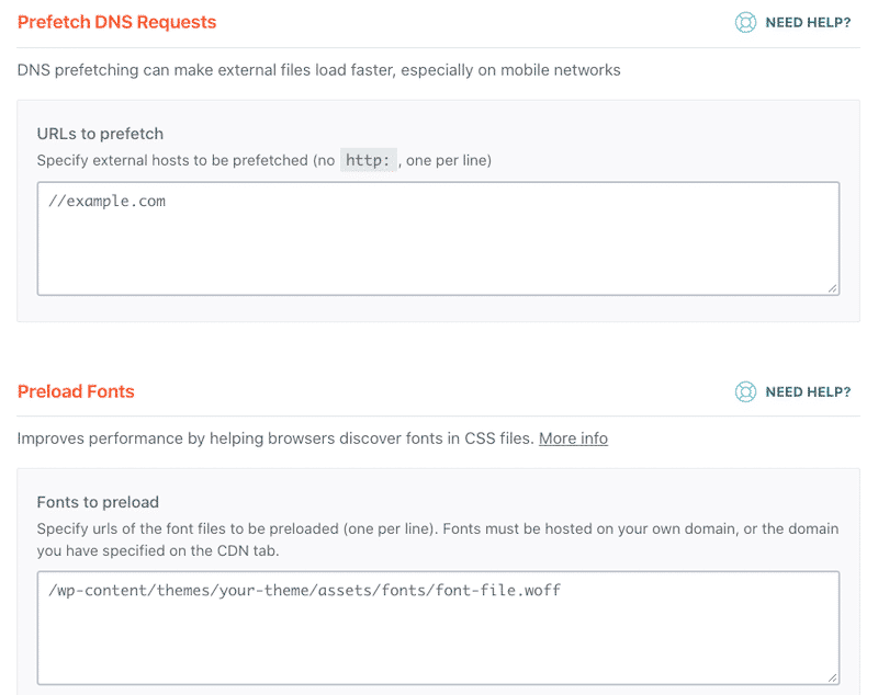 Pré-busca de DNS e pré-carregamento de fontes - Fonte: WP Rocket
