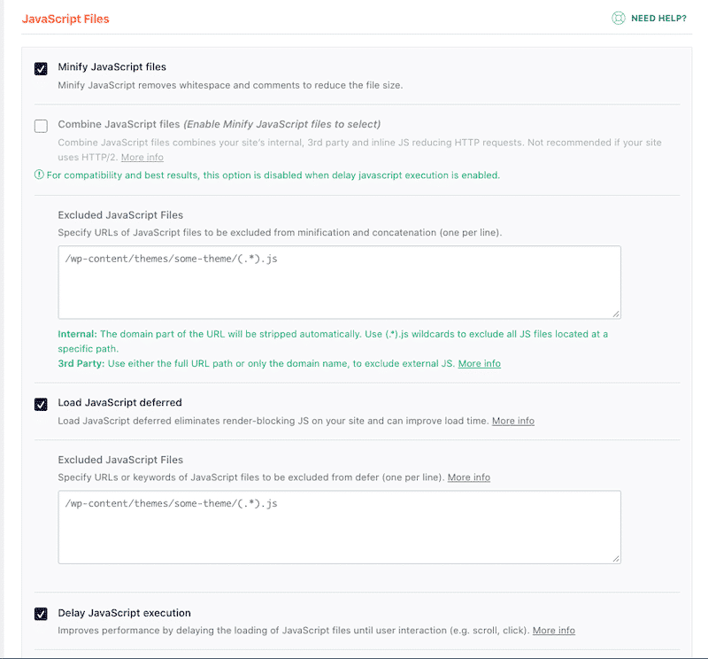 Otimização de JS - Fonte: Painel WP Rocket