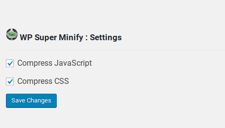 configurações do wp super minify
