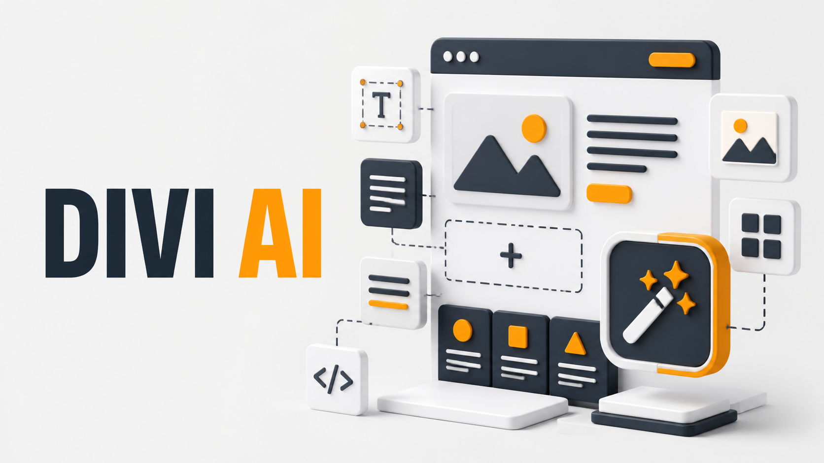 Divi Ai: Guia Completo Ilustração sobre os recursos do Divi AI para criação de sites WordPress