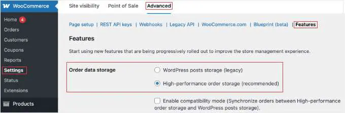 Configuração do HPOS no WooCommerce