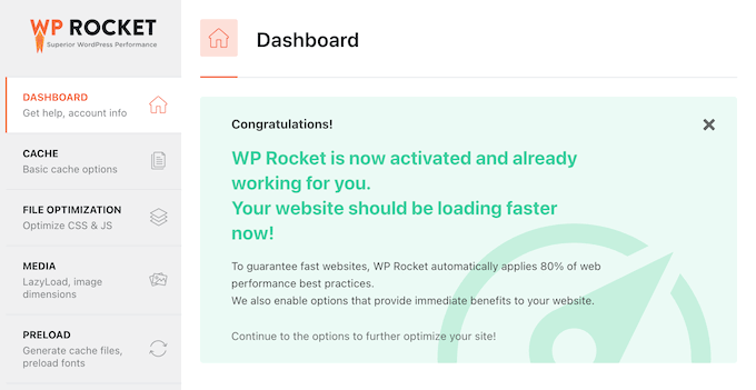 Configuração do cache no WP Rocket