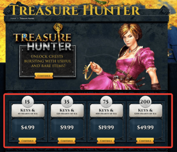Otimização da taxa de conversão - página do Treasure Hunter atualizada 1