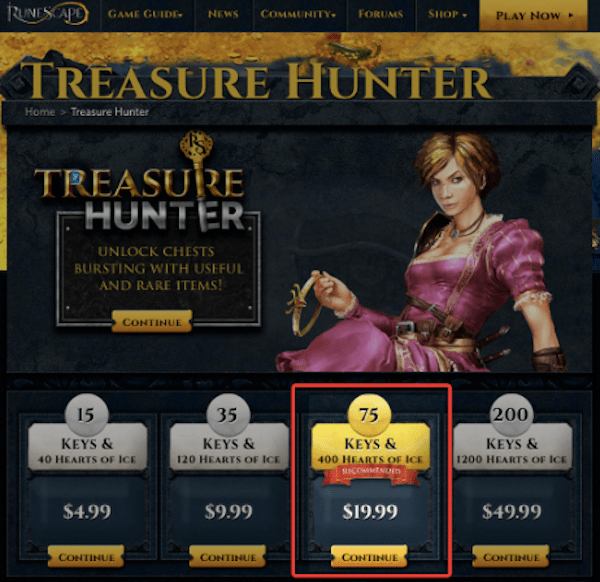 Otimização da taxa de conversão - página do Treasure Hunter atualizada 2